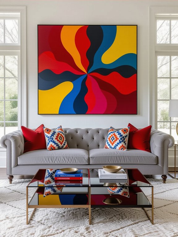 bold artwork enhances living spaces