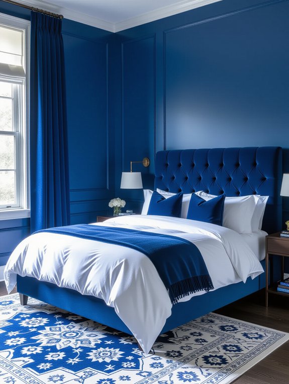 bold blue bedroom accents