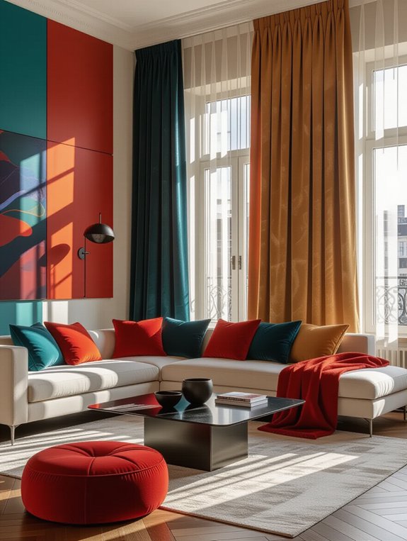 bold color block curtains
