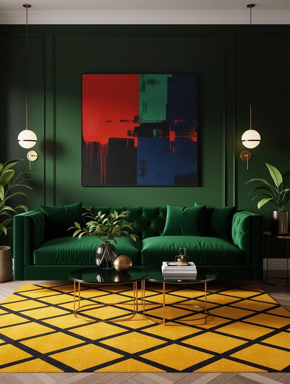 bold color contrasts energize spaces