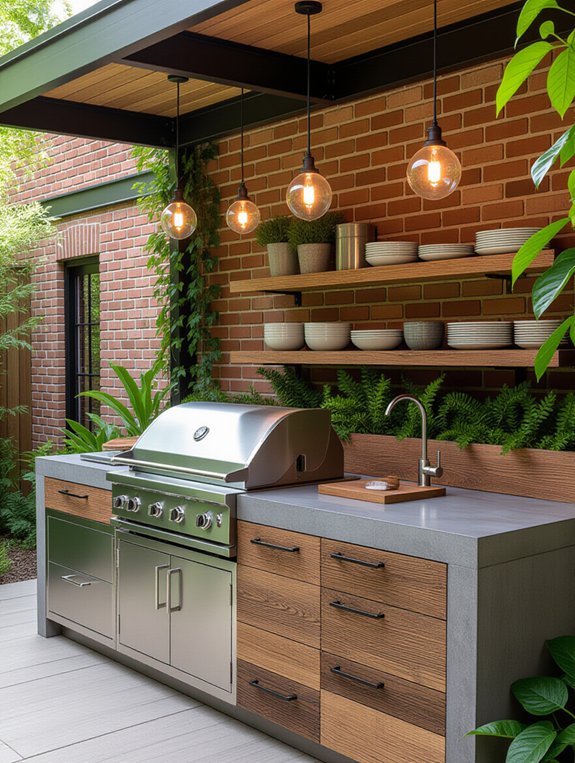 bold industrial outdoor kitchen
