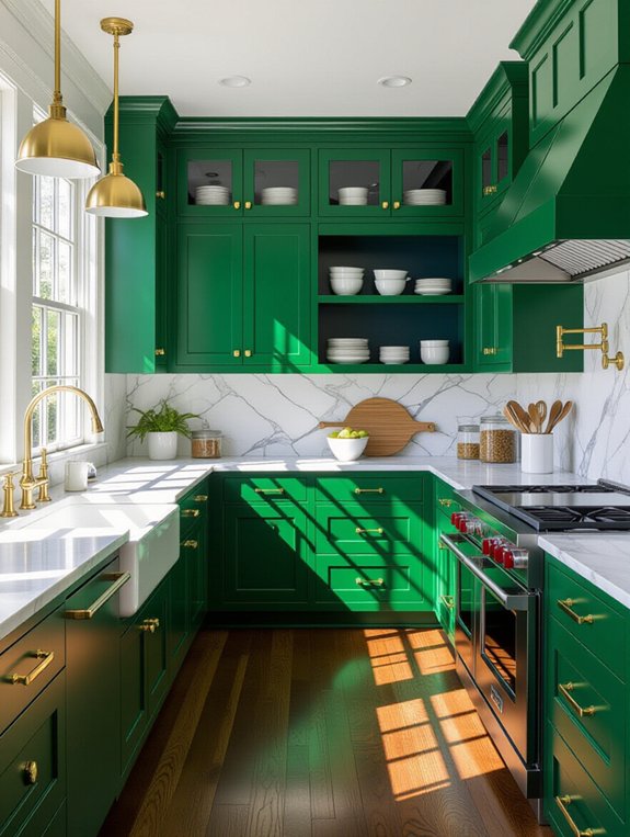 bold vibrant kitchen cabinets