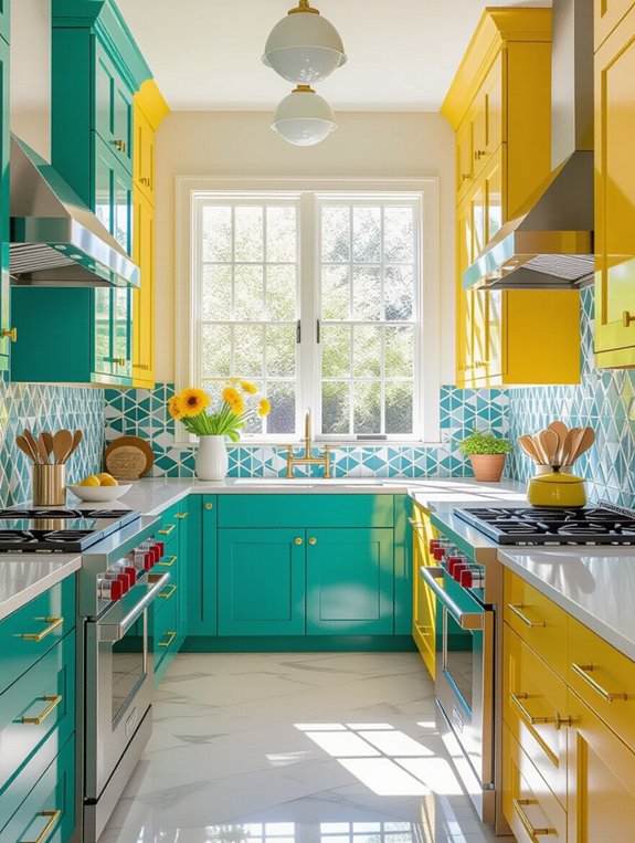 bold vibrant kitchen finishes