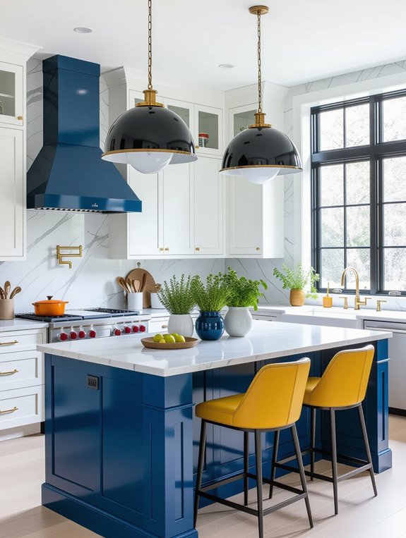 bold vibrant kitchen island