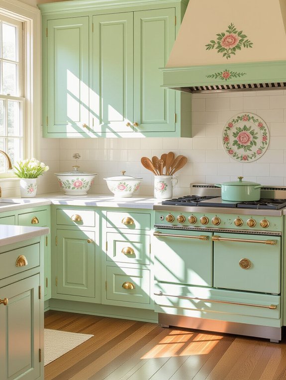 charming vintage painted cabinets