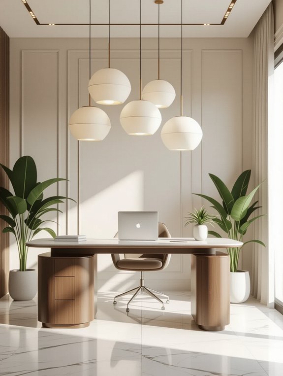 chic lighting enhances workspace