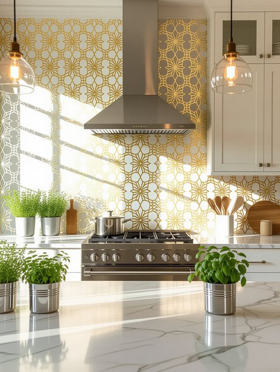 chic metallic kitchen accents