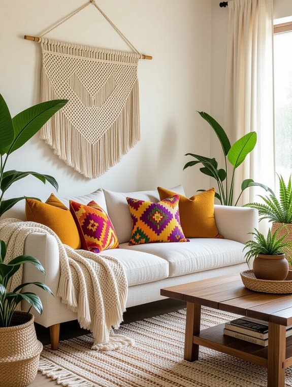 colorful boho throw pillows