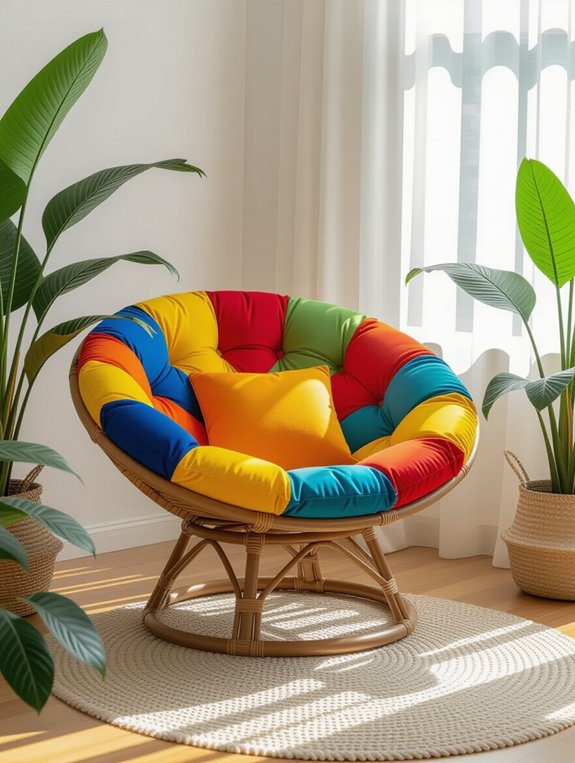 colorful cozy papasan chair