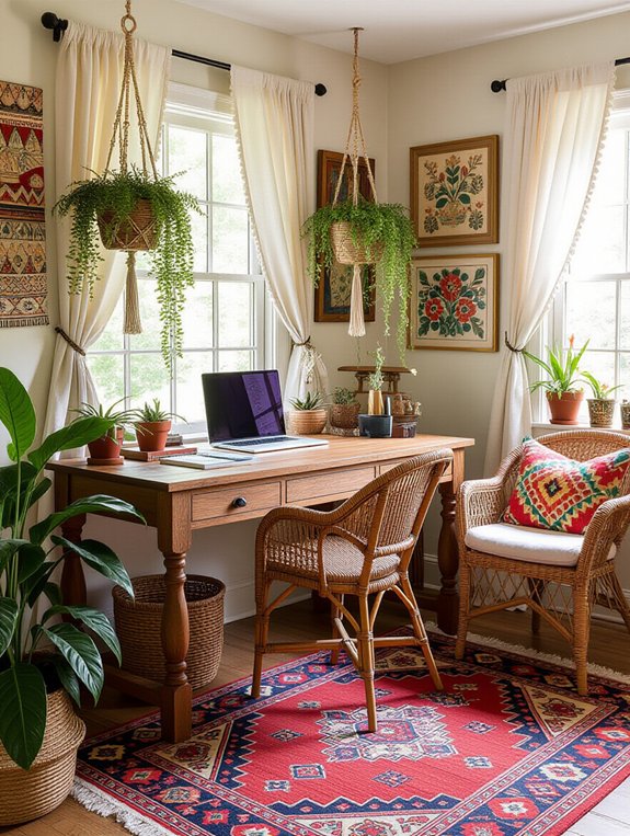 colorful eclectic workspace decor