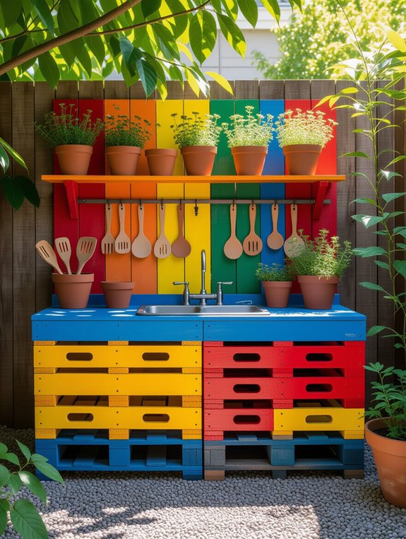 colorful outdoor play kitchen