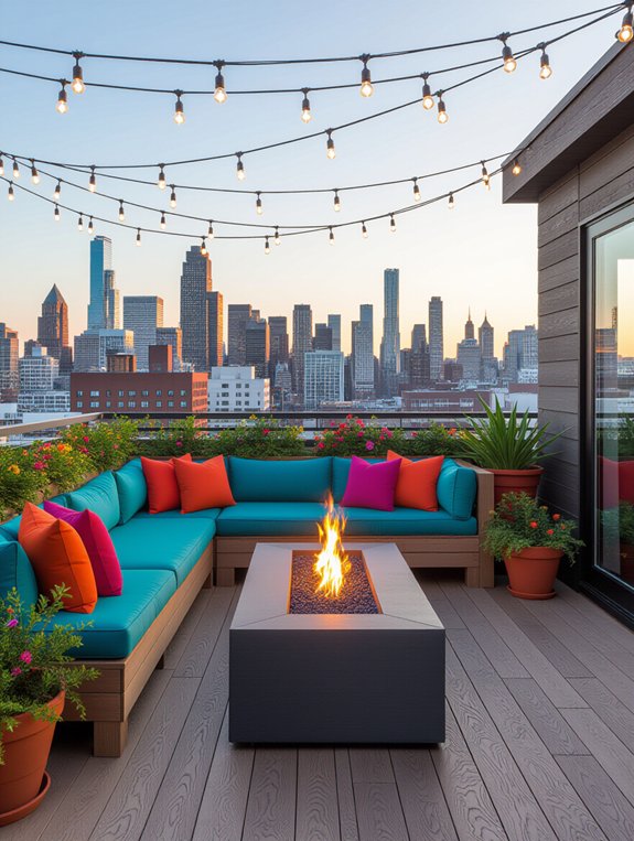 colorful rooftop patio oasis