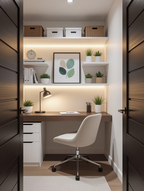 compact closet office setup