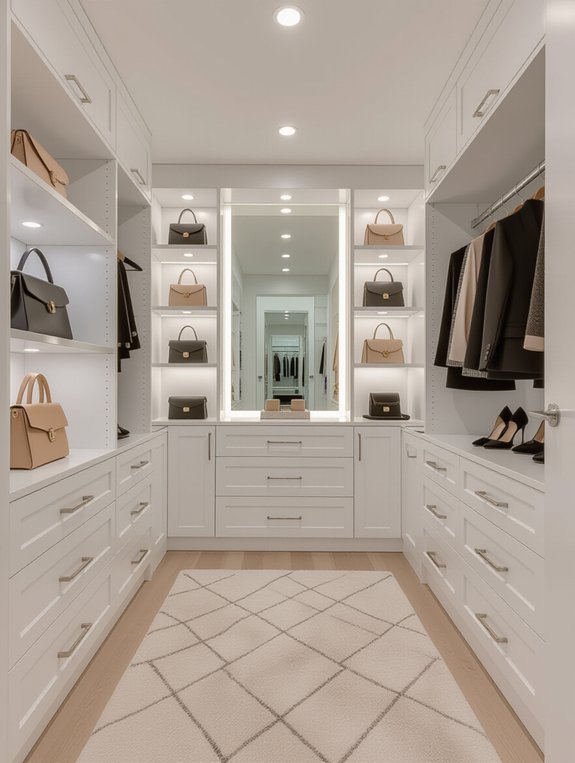 contemporary chic walk in closet