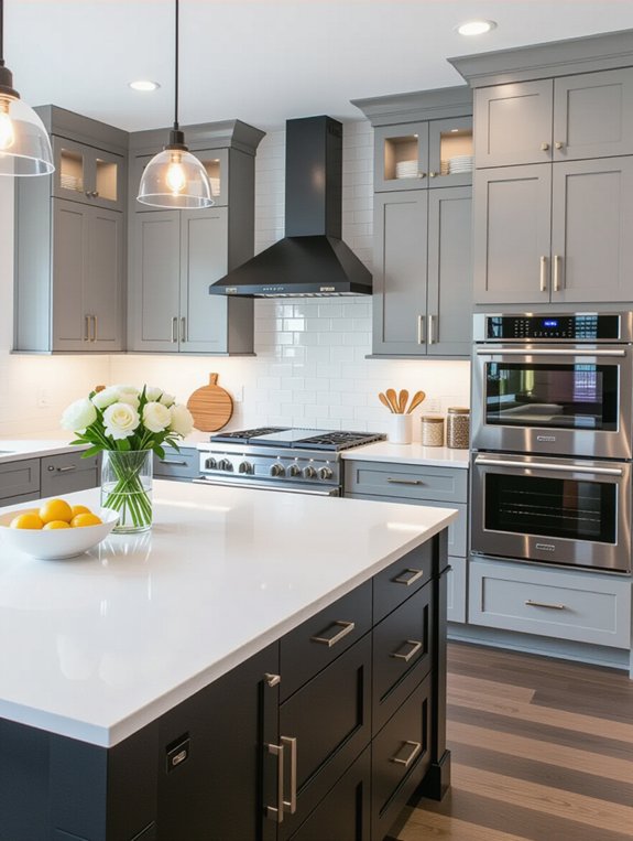 contrasting two tone kitchen design