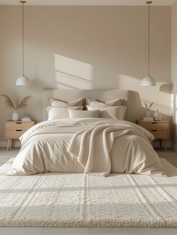 cozy bedroom rug placement