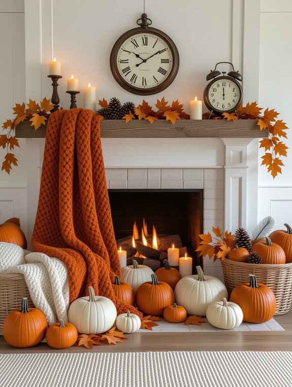 cozy fall fireplace decor