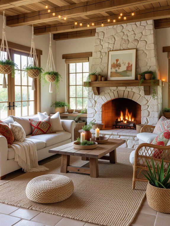 cozy fireplace seating arrangement