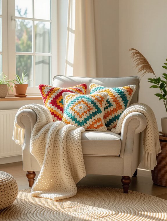 cozy handmade crochet pillows