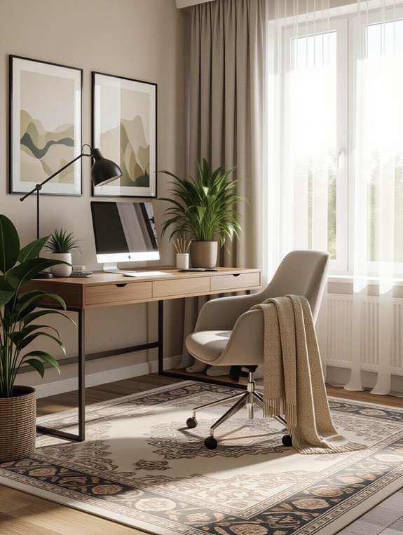 cozy office with area rugs