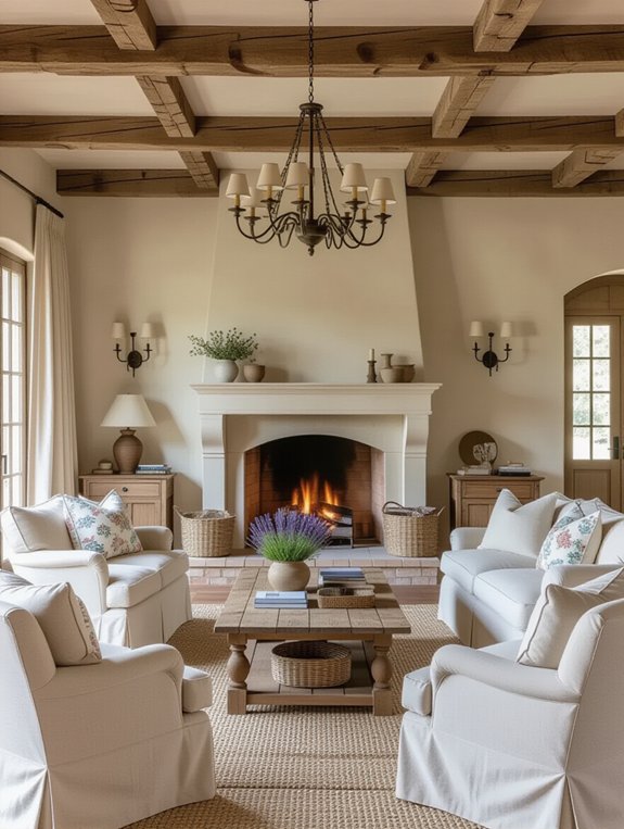 cozy rustic fireplace gathering
