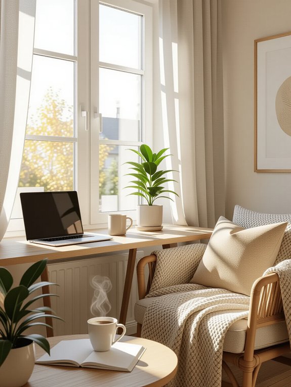 cozy sunlit reading nook