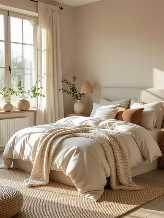 cozy warm neutral bedroom