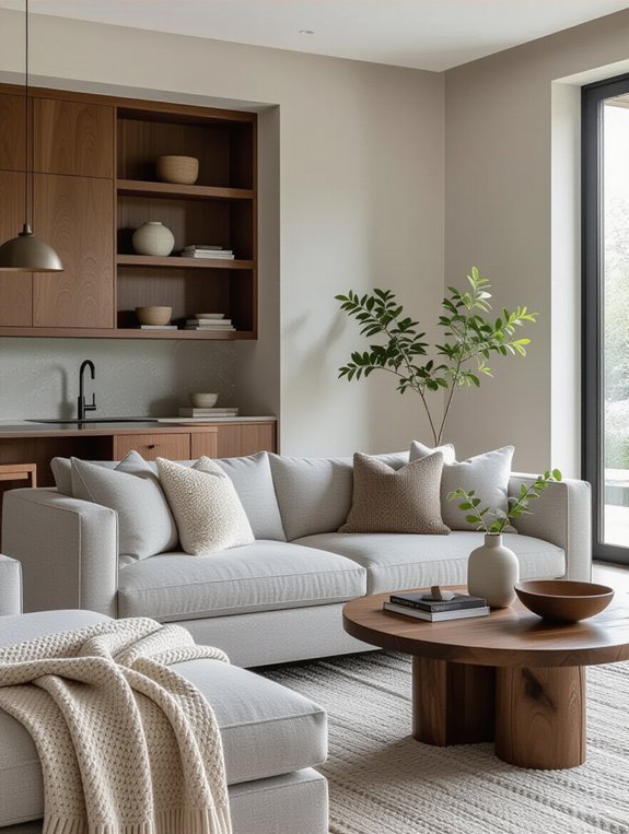 cozy wooden accents enhance warmth