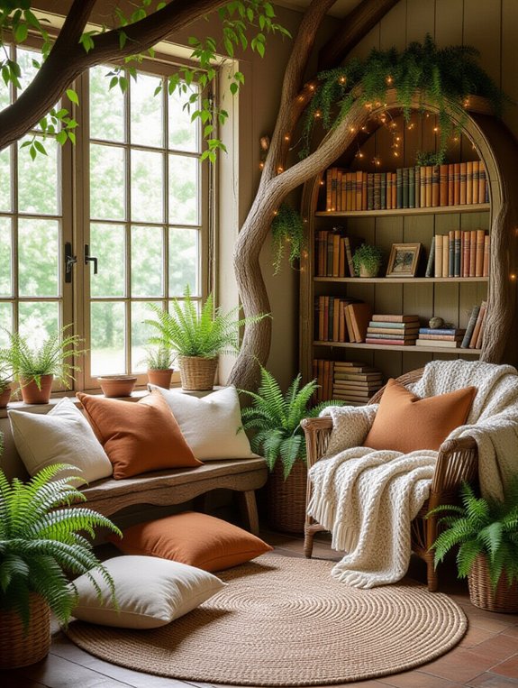 cozy woodland reading nook
