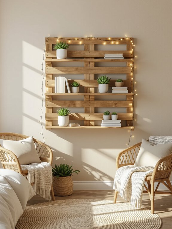 diy rustic pallet shelves