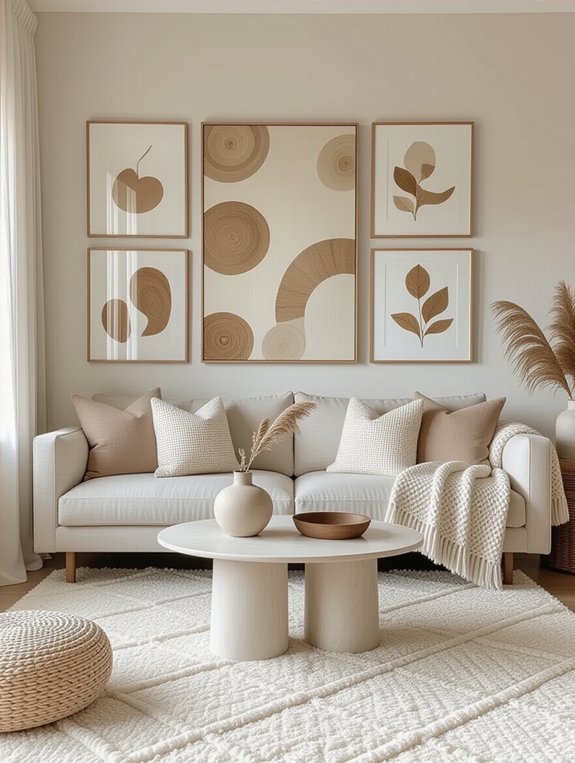 eclectic beige gallery wall