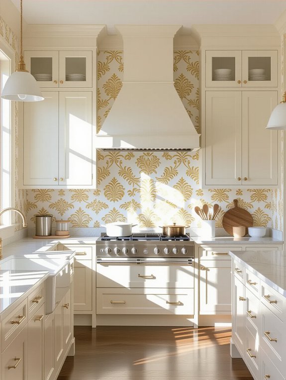 elegant damask kitchen decor