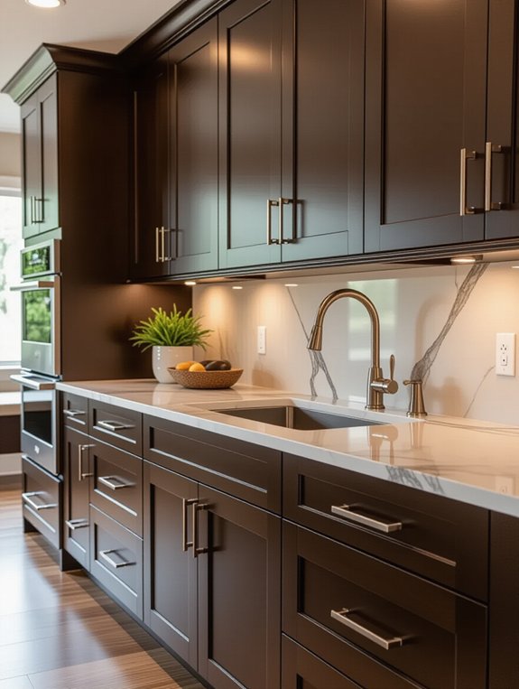 elegant dark cabinets contrast