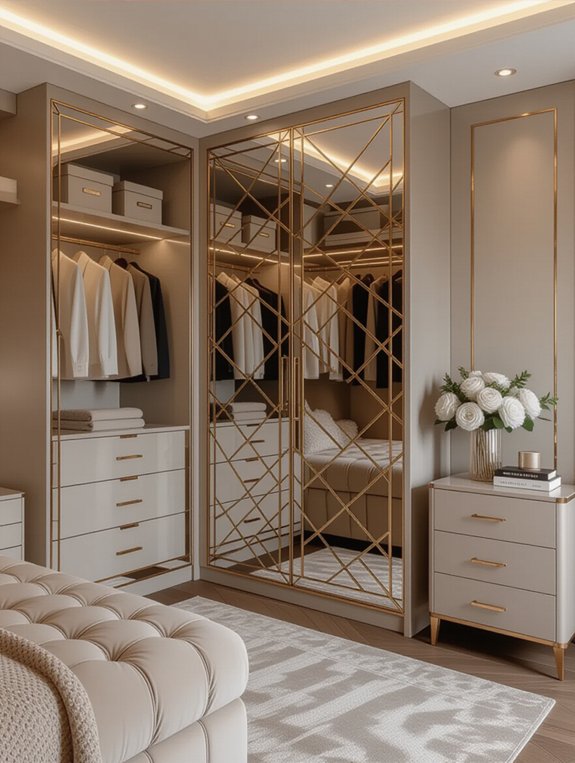elegant functional mirrored closet