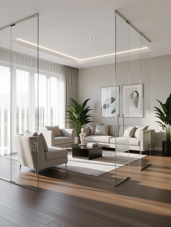 elegant glass partitions enhance