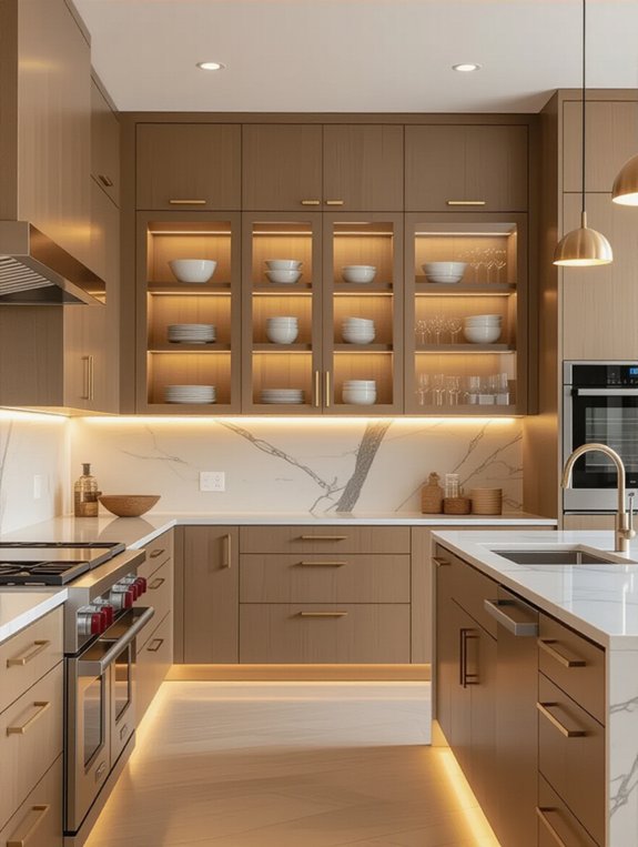 elegant integrated kitchen lighting