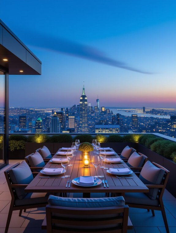 elegant rooftop dining setup