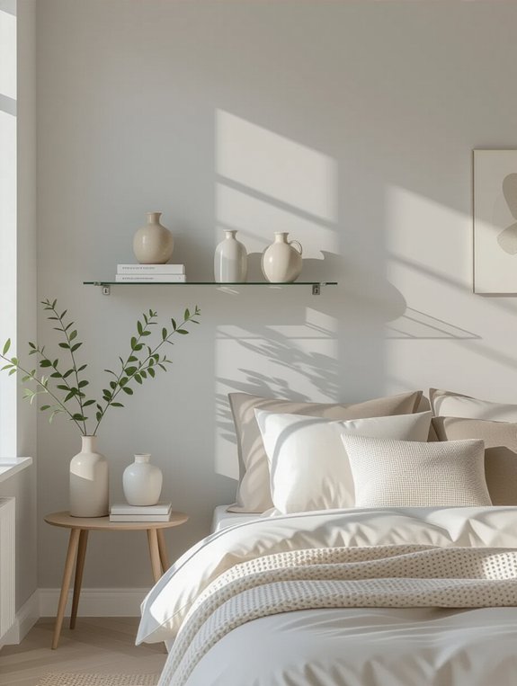 elegant transparent glass shelves