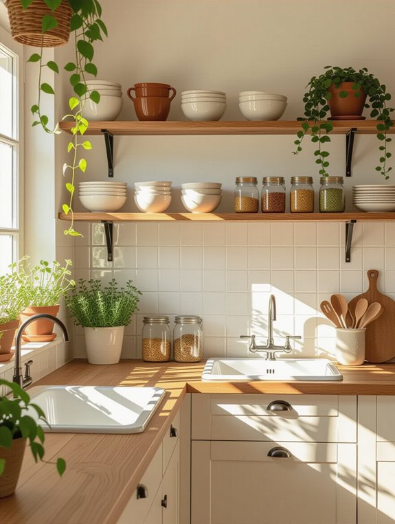 enhance kitchen with open shelving
