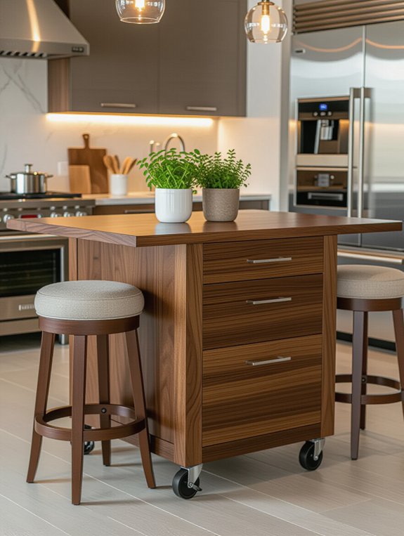 flexible kitchen rolling island