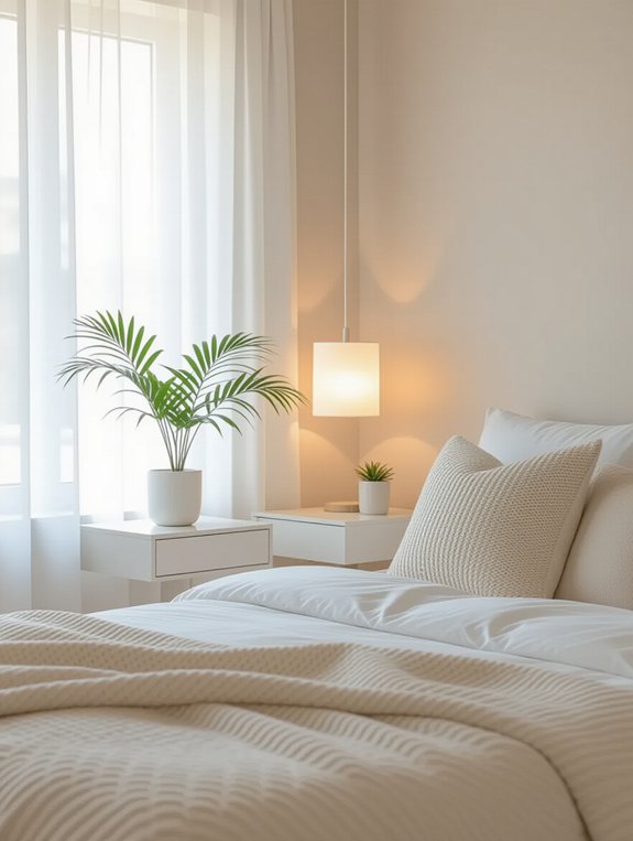 floating nightstands enhance space