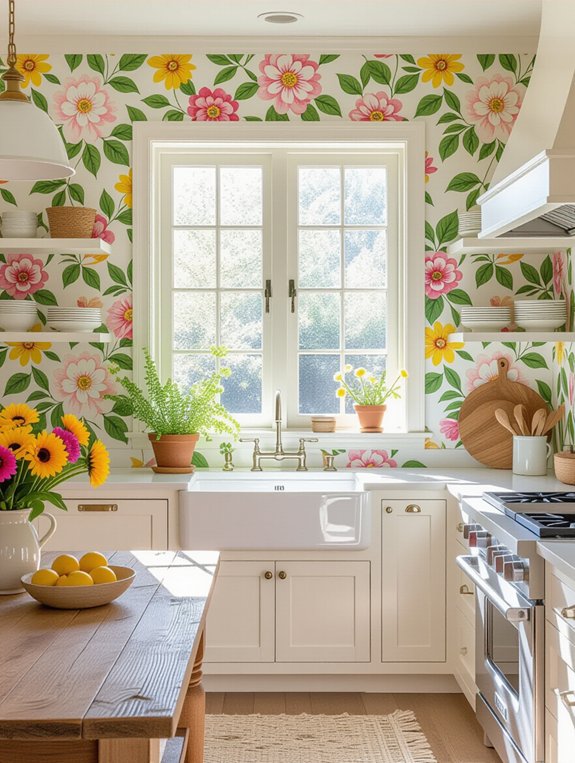 floral wallpaper for kitchens