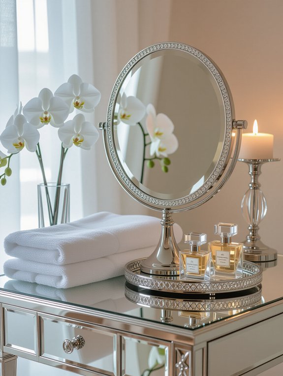 glamorous mirrored bathroom vanities