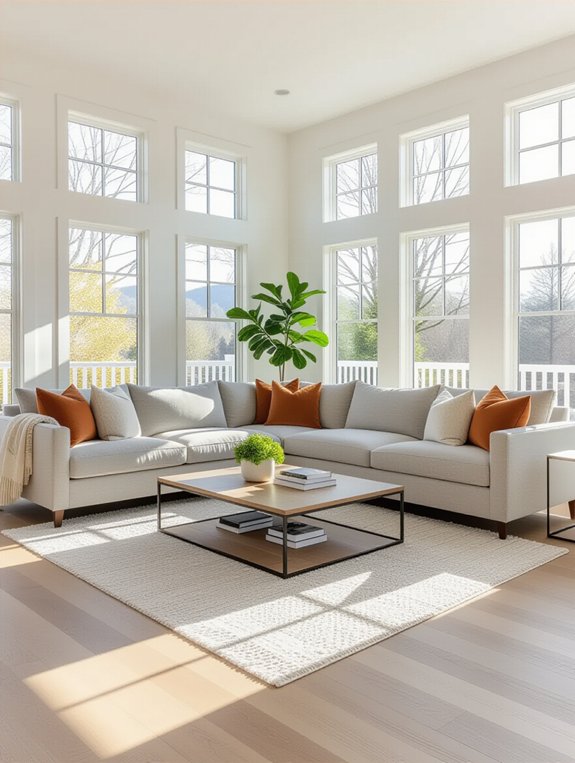 grey couch open concept