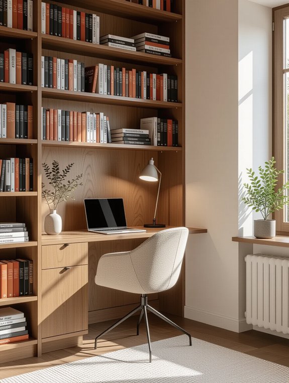 hidden bookshelf office design