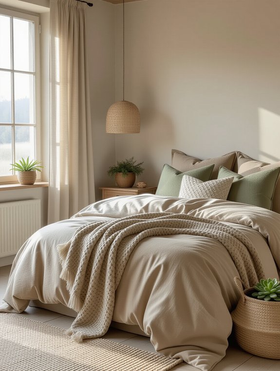 layered earthy bedding design