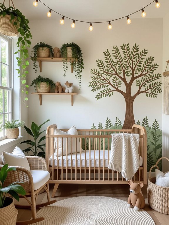 leafy green nursery decor