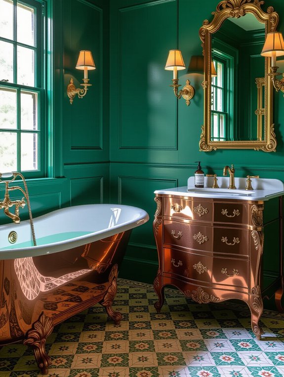 luxurious brass and copper accents