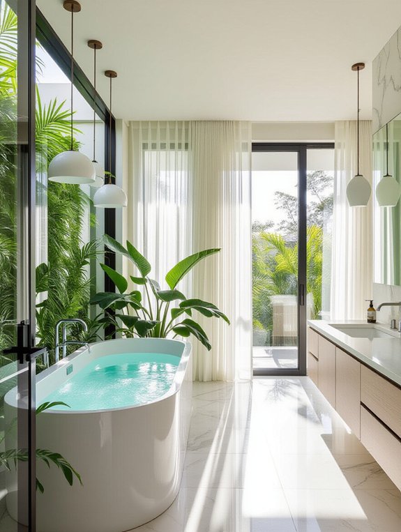 luxurious open concept bathroom