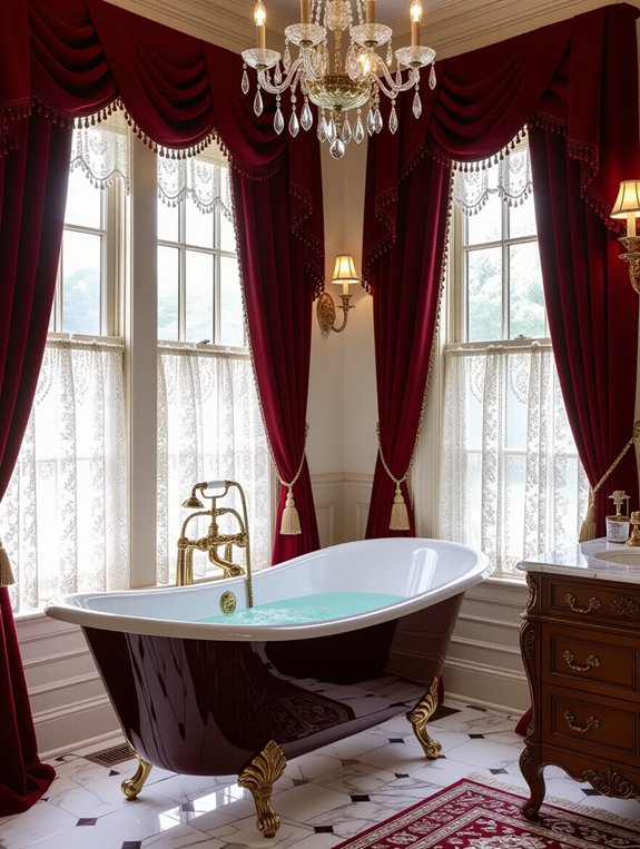 luxurious victorian bathroom drapery
